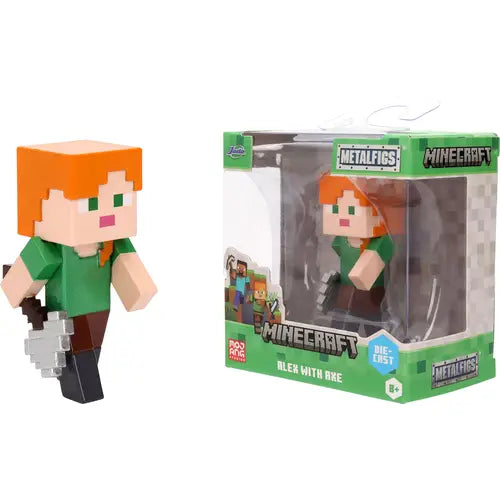 Minecraft Alex mit Axt Sammelfigur 6,5 cm – Die-Cast Metallfigur | Jada Toys Wave 4