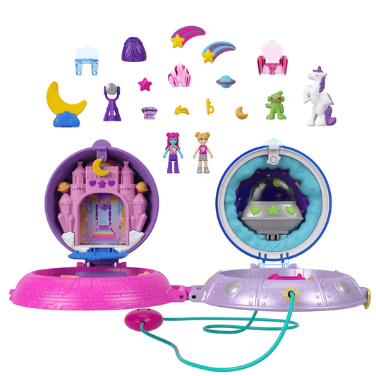 Polly Pocket Double Play Space Compact mit 2 Micro-Puppen und 15 Accessoires