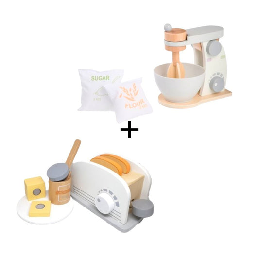 Frühstücksfreude im Doppelpack – Holztoaster & Holz-Mixer Set für Kinder ab 2 Jahren